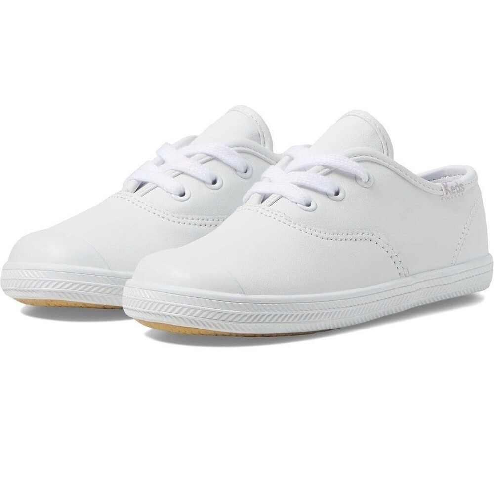 KEDS Toddler Boys Girls Champion Leather Lace Up Toe Cap WHITE New 5 M Sneakers